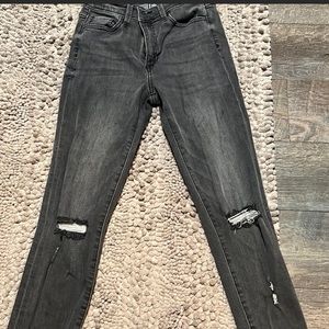 SNEAK PEEK Dark gray / faded black stretch, destructed skinny jeans - size 26/3